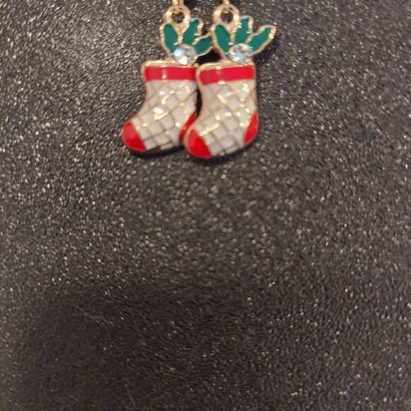 Holiday Stocking Dangling Earrings - Picture 2 of 4